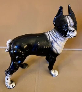 Antique Cast Iron Doorstop Boston Terrier Bulldog Dog Rare Orig Paint - Picture 1 of 13