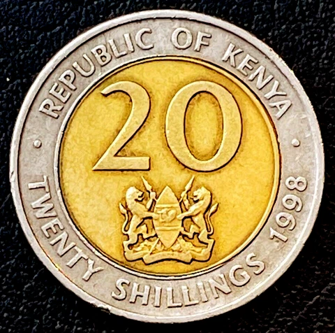 1998 Kenya Coin 20 Shillings KM# 32 Bi-Metallic Africa Money Collectible Coins Cover