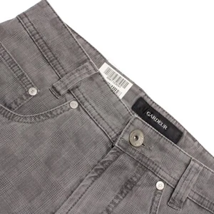 Gardeur NWT 5 Pocket Jean Cut Pants Size 30 US In Gray Tonal Plaid Cotton Blend - Picture 1 of 12