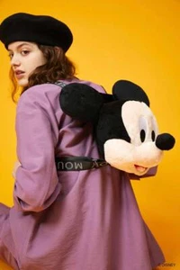 Disney SERIES CREATED by MOUSSY Mickey Mouse Face Backpack Black Rare Item - Picture 1 of 6