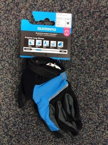 Shimano Damen Original lange Fahrradhandschuhe, Medium, schwarz/blau. - Bild 1 von 4