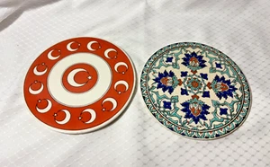 Coppia souvenir vintage metà secolo ceramica decorativa Istanbul Turchia - Foto 1 di 7
