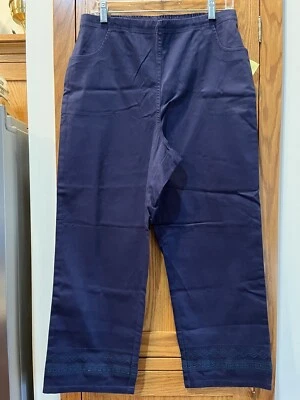 Pantalones azules con parte inferior bordada Denim & Company - grandes pequeños - nuevos con etiquetas  Foto 1 de 4