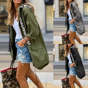 Women Long Sleeve Zip Up Hooded Hoodie Coat Jacket Casual Loose Outwear Tops US - Picture 1 of 12