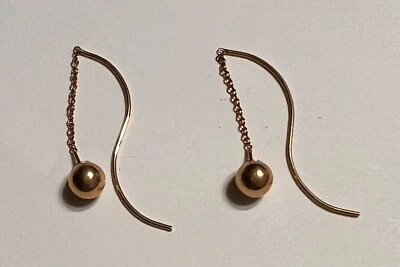 14K Yellow Gold Premiere Illusion Bead Dangle Threader Earrings - Image 1 of 4