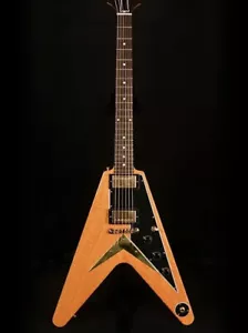 '58 Flying V Chitarra Elettrica Ristampa Battipenna Nero Naturale 6String GB - Foto 1 di 5