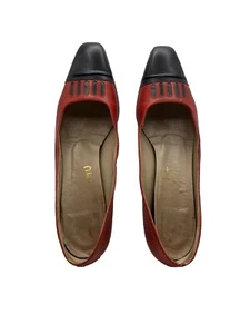 Vintage Italian Pumps Red & Black SZ 6 AAAA Toe Accent ? Salvatore Ferragamo - Picture 1 of 11