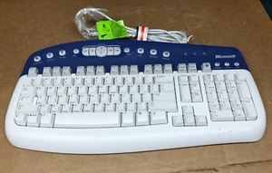Vintage Microsoft Ergonomic MultiMedia Keyboard 1.0A Wired PS/2 KB-0168 - Picture 1 of 9