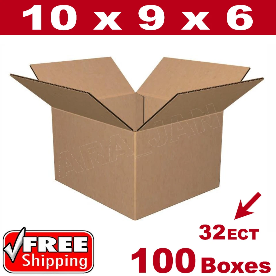 100- 10x9x6 Cardboard Boxes Mailing Packing Shipping Box 32ECT Corrugated Carton - Image 1 of 1