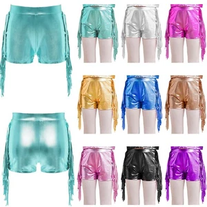Kids Girls Shorts Solo Boyshorts Carnival Bottoms Dance Short Pants Shiny Jazz - Picture 1 of 22