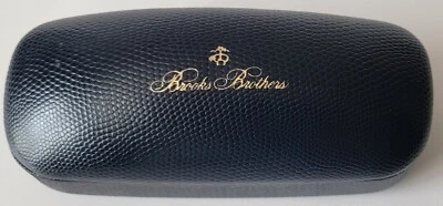 "Estuche rígido Brooks Brothers azul marino dorado con escritura para ojos estuche rígido 6,5""" Foto 1 de 3