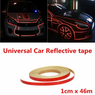 Pegatina reflectante roja 46 m a rayas para carrocería de automóvil SUV motocicleta hágalo usted mismo cinta autoadhesiva Foto 1 de 4