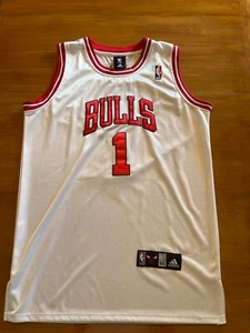 Derrick Rose NBA Chicago Bulls Trikot weiß Satin Adidas genäht genäht - Bild 1 von 11