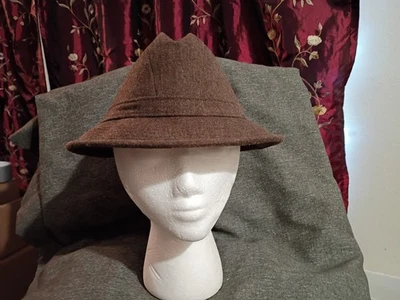 Vintage Brown Wool Fedora Hat USA Made Paisley Lining Size 7 1/2 Classic Style - Image 1 of 4