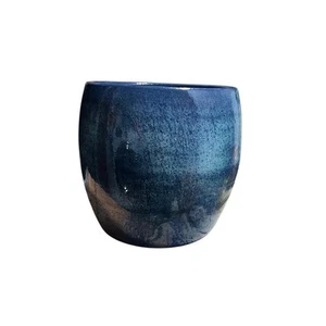 Mica Pottery Pot Round Planter Plant Holder Crock Blue 8 Inches - Picture 1 of 5