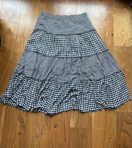 Maxi Skirt Size 22 M&S Black White Gingham Boho Hippie Gypsy NEW - Picture 1 of 12