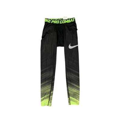 Nike Legging Para Hombres M Mediano Verde Neón Negro Pro Combat Core Compresión Apretado Foto 1 de 4