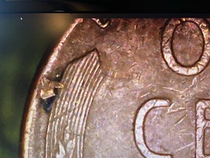 1957 D Lincoln Wheat Cent Reverse Retained Lamination Error - Picture 1 of 4