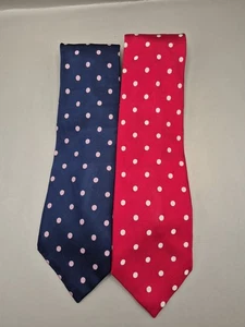 OSBORNE Designer Polka Dot 100% Silk Ties × 2  - Picture 1 of 3