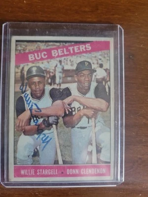 1966 Topps autografiado Willie Stargell, Donn Clendenon #99  Foto 1 de 2