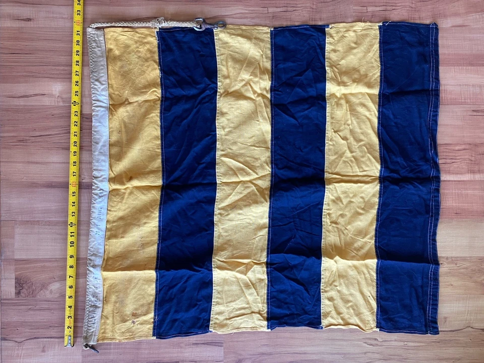 Antiguo algodón 1943 US Navy señal bandera golf marítimo: requiero un piloto Burgee Foto 1 de 4
