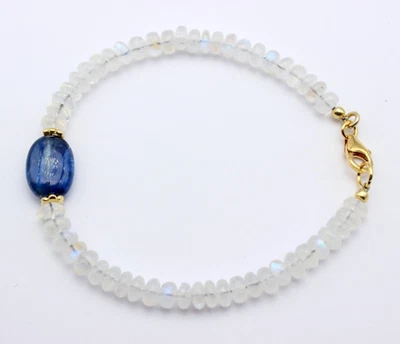 Regenbogen Mondstein Armband mit Kyanit  1 A Qualität Schön Geschenk ca. 20 cm - Bild 1 von 4