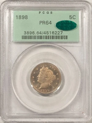 1898 PROOF LIBERTY NICKEL - PCGS PR-64, PQ, OGH, LOOKS CAMEO! CAC APPROVED! - Image 1 of 4