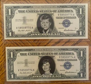 John F. Kennedy y Jacqueline Kennedy - 1957 certificado de plata $1 sin circular #5 - Imagen 1 de 2