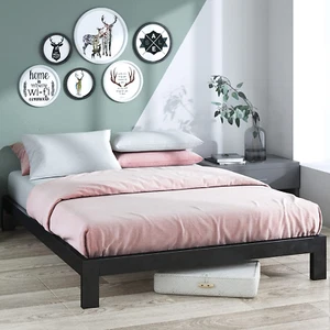 Arnav Metal Platform Bed Frame, Wood Slat Support, No Box Spring Needed, Easy As - Picture 1 of 12