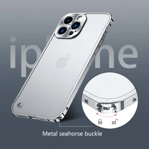 Do iPhone 16 15 14 13 12 Pro Max stop aluminium metal twardy zderzak matowe etui - Zdjęcie 1 z 19