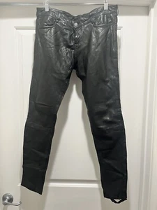 All Saints Leather Women's 30 Spitalfields Low Rise Skinny Black Trousers *FLAW - Picture 1 of 5