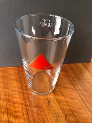 Bass brewery trademark red triangle retro pint glass CE M07 Collectible  - Image 1 of 4