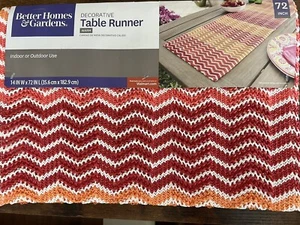 Better Homes & Gardens Table Runner Warm Striped Chevron 14 x 72" Orange Red NWT - Picture 1 of 5