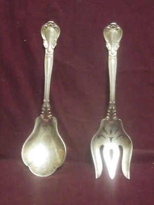 Sterling Gorham CHANTILLY ENSALADA SERVICIO TENEDOR Y CUCHARA 8 7/8" 201g sin monograma Foto 1 de 4