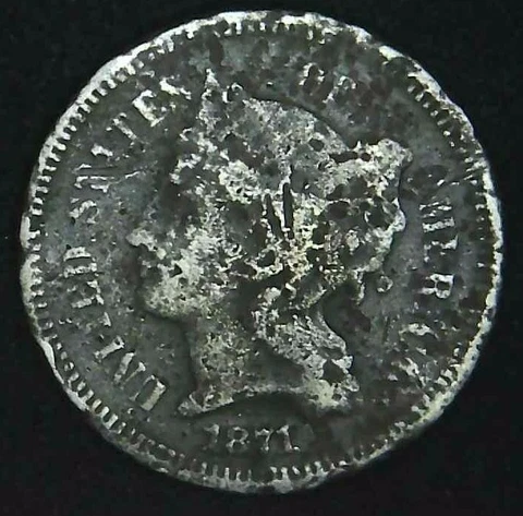 1871-P 3C Three Cent Nickel  21rcl1206 Cover