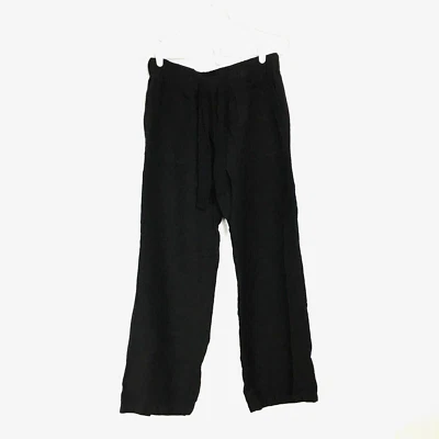 Vintage StoneFlowers Black Cotton Blend Elastic Waist Tie Pockets pants women' M - Image 1 of 4