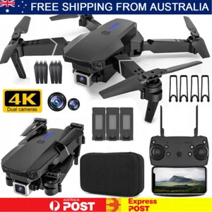 4K Drone Dual HD Camera Drones WiFi Foldable Quadcopter W/3 Batteries New AU - Picture 1 of 15