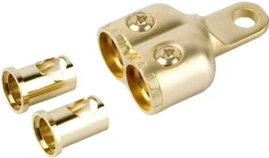 Dual GOLD 0/2 Gauge Battery Ring terminal w/ adaptors high quality Marine Grade - Picture 1 of 1