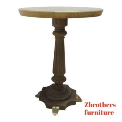 Abajur vintage bronze pintura falsa mármore regência francesa esculpido pedestal mesa final A - Imagem 1 de 4