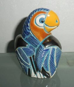 VINTAGE ART POTTERY FIGURINE PARROT FIGURINE ARTESANIA RINCONADA - Foto 1 di 6