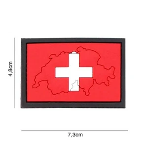 3-D-PVC -Flaggen Fan Aufnäher Schweiz  4,8x7,3  cm mit  klett und Gegenstück - Picture 1 of 1