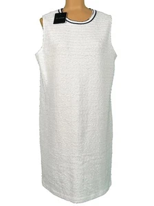 NUEVO CON ETIQUETAS ST. JOHN Tejido Crudo y Azul Marino Novedad Tweed Tejido Vaina Vestido sin Mangas talla 14 $995 - Imagen 1 de 8