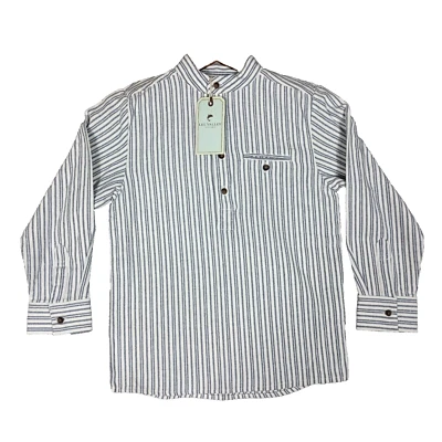Lee Valley Grandfather Shirt Boys Large Blue Ivory Striped Flannel Ireland NWT - Image 1 of 4