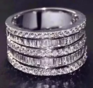 White Sapphire Silver Eternity Cocktail Ring - Picture 1 of 5