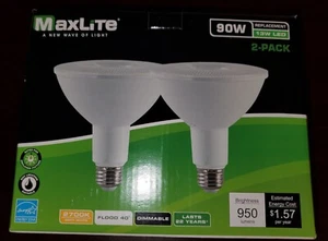 2 MaxLite 13W LED Dimmable PAR38 E26 BULBS 90W 2700K Flood Light Lamp Soft White - Picture 1 of 24