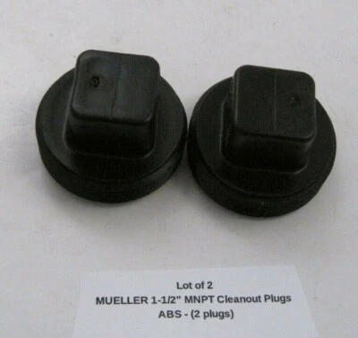 Lot of 2 MUELLER 1-1/2" MNPT Cleanout Plugs - ABS - Prepaid Shipping (2 plugs)  - Image 1 of 3
