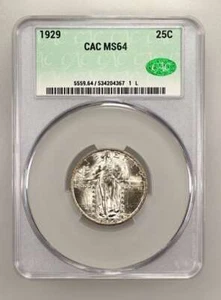 1929 Standing Liberty Quarter CACG MS 64 CAC - Picture 1 of 2