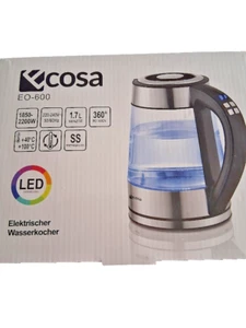 Edelstahl Glas Wasserkocher 2.200 Watt mit Temperaturwahl LED Beleuchtung - Bild 1 von 2