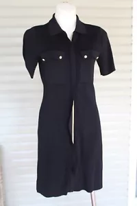 QX 17) SIZE 8 FOREVER NEW BLACK KNIT ZIP UP COLLARED SHORT SLEEVE DRESS - Picture 1 of 8