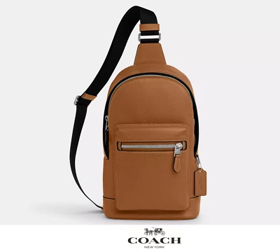 Bolso de cuero Coach West Pack en silla de montar plateada/ligera nuevo con etiquetas Foto 1 de 4